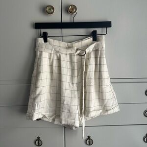 Reset by Jane White Checkered High Waist Shorts
